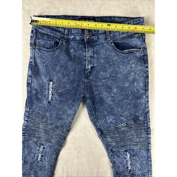 2 Phat Farm Jeans Mens 36x30 Blue Acid Wash Skinny Fit Stretch Denim Pants Adult - Picture 7 of 16